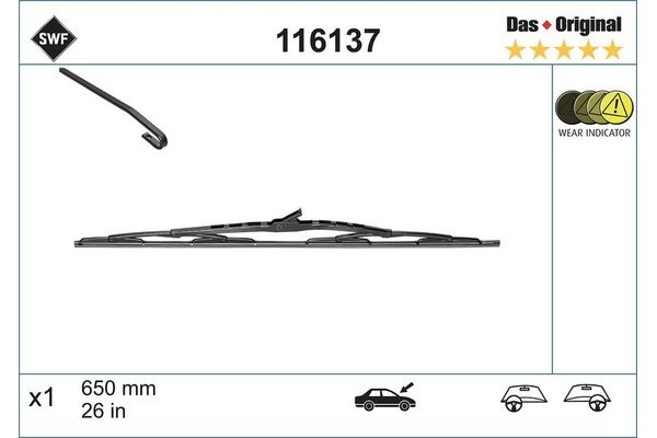 Silecek Süpürgesi Ön  650 mm - 26 inç Hyundai Santa Fe (DM)(2012->)  SWF 116137