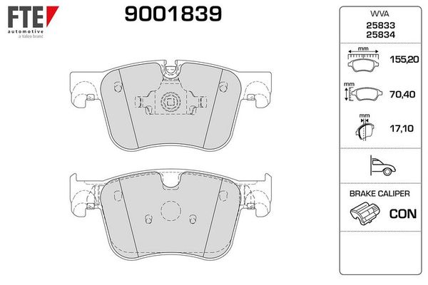 Fren Disk Balata Ön Opel Grandland X (2017->) / Grandland (2022->)  FTE 9001839