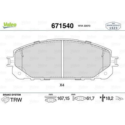 Fren Disk Balata Ön Jeep Cherokee (KL)(2014->)  VALEO 671540
