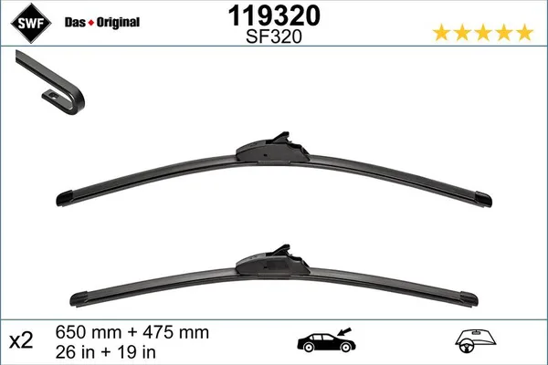 Silecek Süpürgesi Ön  650/475 mm - 26/19 inç Nissan Ariya (06.2022->)  SWF 119320