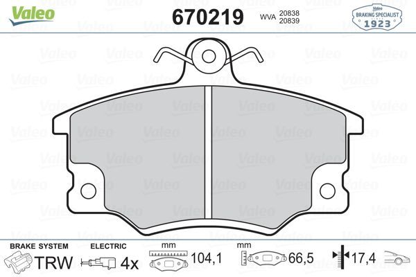 Fren Disk Balata Ön Fiat Barchetta (183)(05.1995->)  VALEO 670219