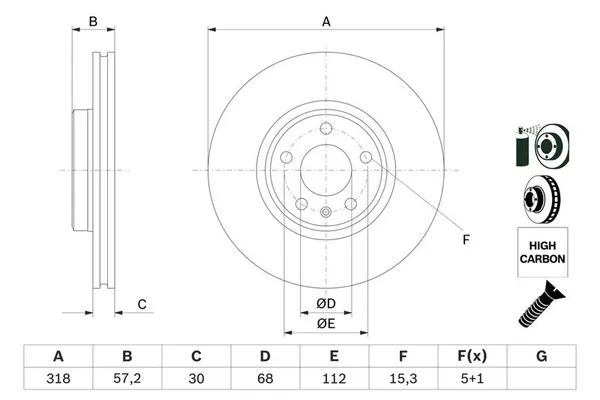 Fren Disk Ayna Ön Sağ ve Sol Audi A6 Allroad Quattro (4AH)(06.2019->)  BOSCH 0 986 479 E49