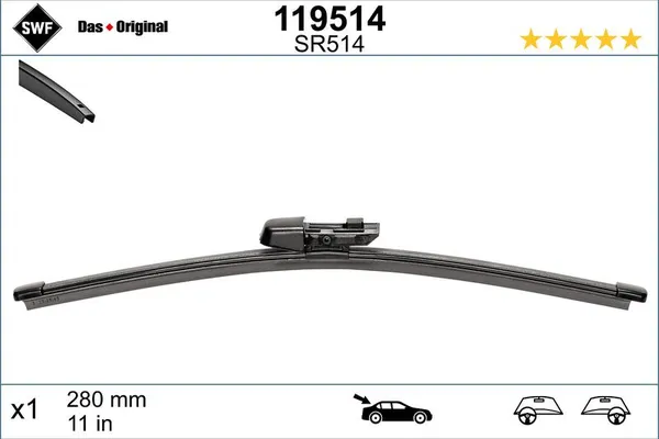 Silecek Süpürgesi Arka  280 mm - 11 inç Volkswagen Golf Sportsvan VII (AM1)(12.2013->2017)  SWF 119514