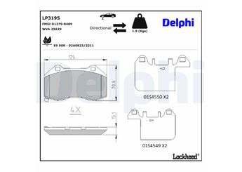 Fren Disk Balata Ön DELPHI LP3195  LP3195 1605145 1605231 25808929 95509897 95515503