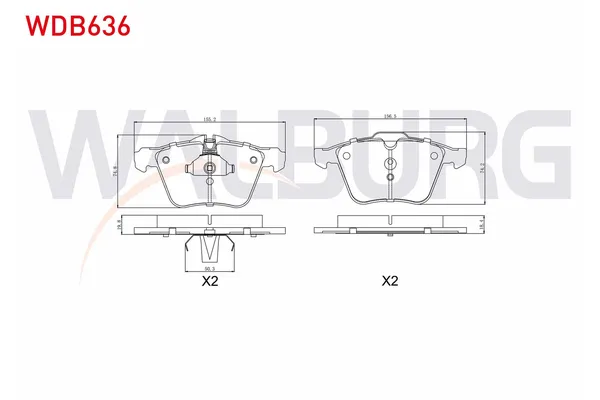 Fren Disk Balata Ön Jaguar XF (01.2008->)  WALBURG WDB636