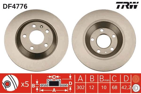 Fren Disk Ayna Arka Sağ ve Sol Audi A6 Allroad Quattro (4FH)(10.2008->)  TRW DF4776