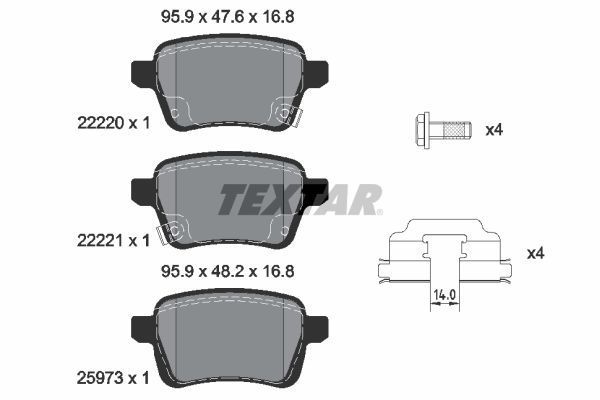 Fren Disk Balata Arka Opel Adam (2012->)  TEXTAR 2222001