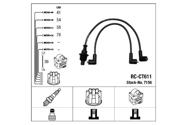 Buji Kablosu  Citroen BX Break (09.1985->08.1988)  NGK 7156