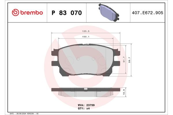 Fren Disk Balata Ön BREMBO P 83 070