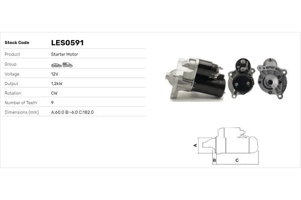 Marş Dinamosu  Peugeot 205 Cabriolet (08.1985->)  LUCAS ELEKTRIK LES0591