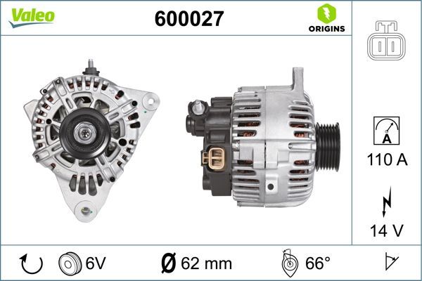 Alternatör  Hyundai Santa Fe (SM)(2001->)  VALEO 600027