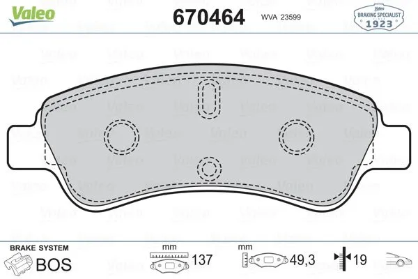 Fren Disk Balata Ön Opel Corsa F / Corsa-e F (2019->)  VALEO 670464