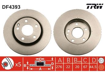 Fren Disk Ayna Ön Sağ ve Sol TRW DF4393  1694210112 169 421 01 12 1694210812 169 421 08 12 A1694210112 A 169 421 01 12 A1694210812 A 169 421 08 12