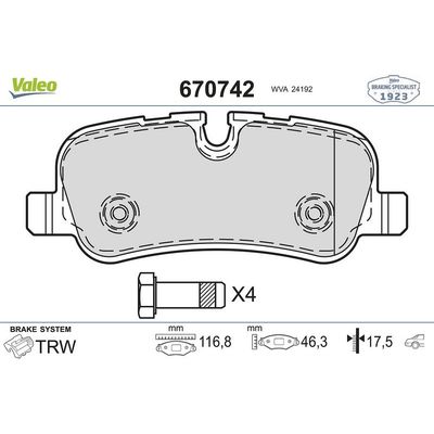Fren Disk Balata Arka VALEO 670742