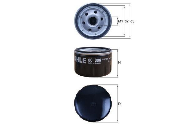 Yağ Filtresi  BMW i3 Serisi (I01)(07.2014->)  MAHLE OC 306
