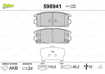 Fren Disk Balata Arka VALEO 598941  1605123 22850988 2285 0988 19149904 1914 9904 19208345 20801538 95459513 96626075 96626076 4817791 4819239 95599731 5580078J01 5580078J03