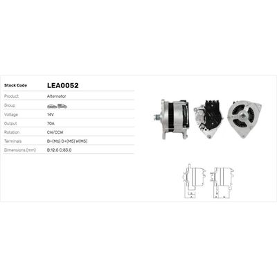 Alternatör  LUCAS ELEKTRIK LEA0052