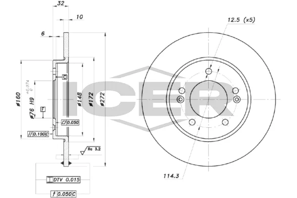 Fren Disk Ayna Arka Sağ ve Sol Hyundai i30 Cw (PD)(01.2017->)  WALBURG WBD1618