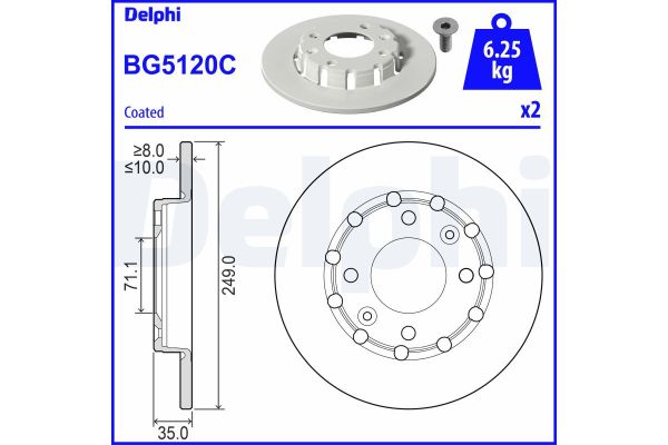 Fren Disk Ayna Arka Sağ ve Sol DELPHI BG5120C