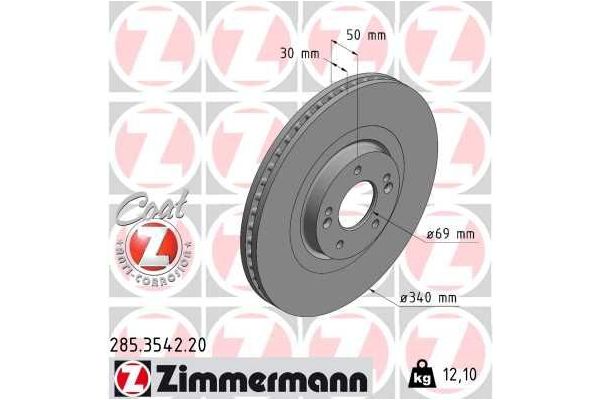 Fren Disk Ayna Ön Sağ ve Sol Hyundai Santa Fe (TM)(10.2020->)  ZIMMERMANN 285.3542.20