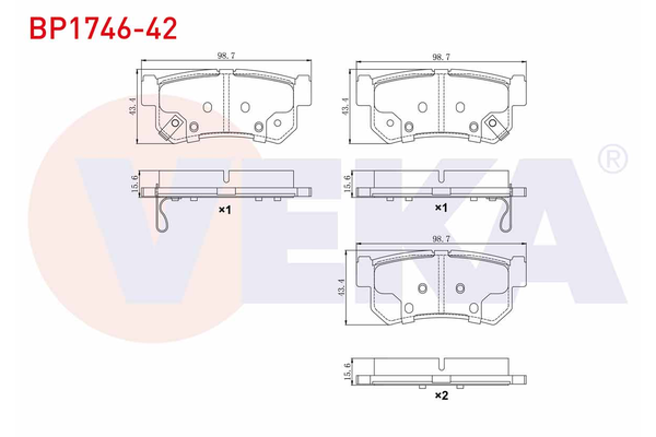 Fren Disk Balata Arka Ssangyong Actyon Sports (2012->)  VEKA BP1746-42