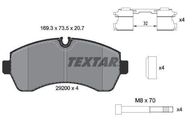 Fren Disk Balata Ön Mercedes eSprinter III P.Van FWD (910)(03.2020->01.2024)  TEXTAR 2920002