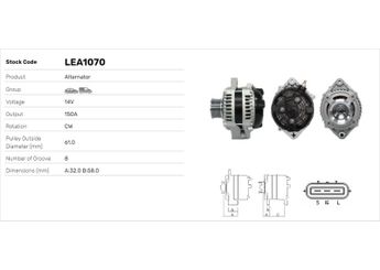 Alternatör  LUCAS ELEKTRIK LEA1070  RE186320 RE257541 SE501837