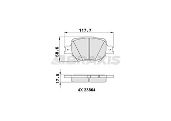 Fren Disk Balata Ön BRAXIS AA0294  44652B030 44652B040 446520570 04465-20570 04465-2B030 04465-2B040 4465YZZDF 04465YZZDF 446513030 446520500 446520540