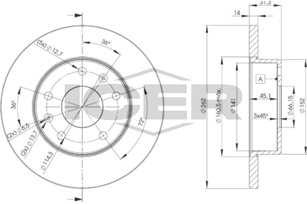 Fren Disk Ayna Ön Sağ ve Sol Land Rover Freelander 1 (LN)(01.1998->)  MANDO MBC035395