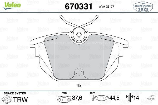 Fren Disk Balata Arka Fiat Barchetta (183)(05.1995->)  VALEO 670331