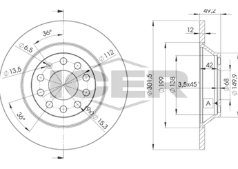 Fren Disk Ayna Arka Sağ ve Sol MGA 50349  4F0615601E 4F0 615 601 E