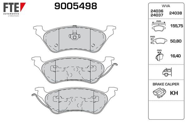 Fren Disk Balata Arka Chrysler Voyager (RG)(2001->)  FTE 9005498