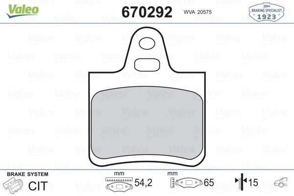 Fren Disk Balata Arka Citroen CX 5 Kapı (07.1985->)  VALEO 670292