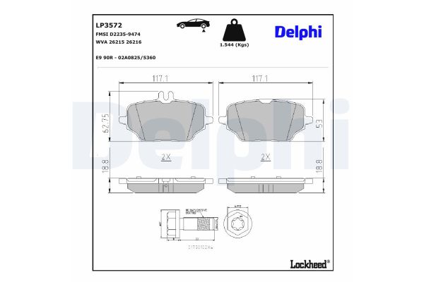 Fren Disk Balata Arka Mercedes GLE -Serisi (BM167)(10.2018->)  DELPHI LP3572