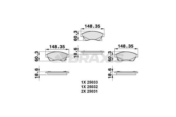 Fren Disk Balata Ön Chevrolet Cruze (2009->)  BRAXIS AB0128