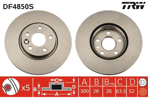 Fren Disk Ayna Ön Sağ ve Sol Volvo XC70 (04.2007->)  TRW DF4850S