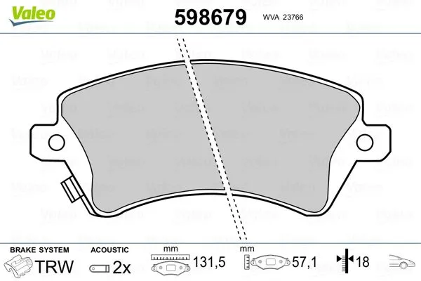 Fren Disk Balata Ön Toyota Corolla Combi SW (E12)(2002->)  VALEO 598679