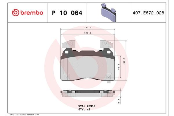 Fren Disk Balata Ön Cadillac CTS (2014->)  BREMBO P 10 064