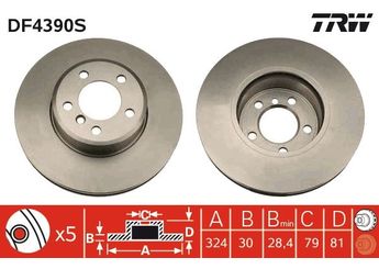 Fren Disk Ayna Ön Sağ ve Sol TRW DF4390S  34116750265 34 11 6 750 265 34116864049 34 11 6 864 049 6750265 6 750 265 6864049 6 864 049