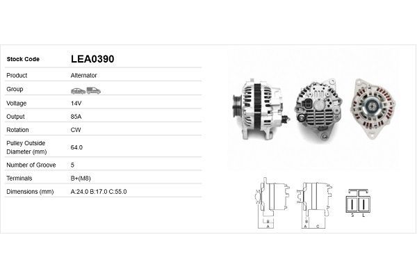 Alternatör  Mitsubishi Pajero Sport (K90)(1999->)  LUCAS ELEKTRIK LEA0390