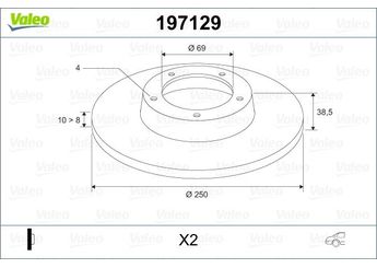 Fren Disk Ayna Arka Sağ ve Sol VALEO 197129  M4605A076 MR569974 4605A076 4544200072