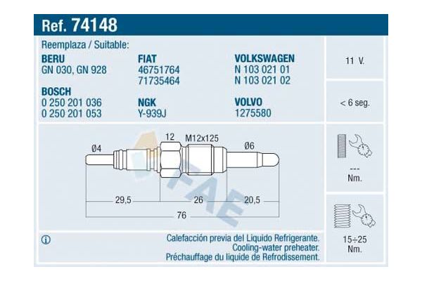 Isıtma Bujisi  Volkswagen Golf III Variant (1H5)(08.1993->1999)  ET1 ET076199