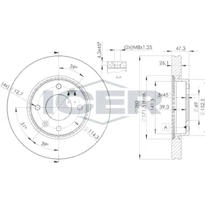Fren Disk Ayna Ön Sağ ve Sol Kia Magentis (MS)(2001->)  MAHER 03688