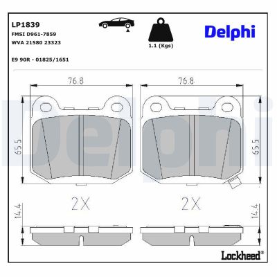 Fren Disk Balata Arka Subaru Impreza (G12)(2007->)  DELPHI LP1839