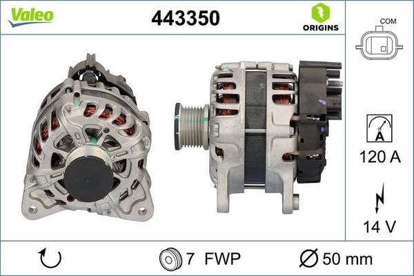 Alternatör  Renault Captur II (01.2020->)  VALEO 443350