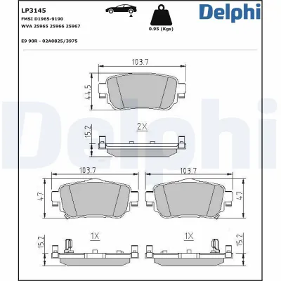Fren Disk Balata Arka Nissan X-Trail (T32)(04.2014->)  DELPHI LP3145