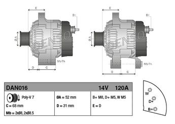 Alternatör  DENSO DAN016  AMR2938 AMR2938E