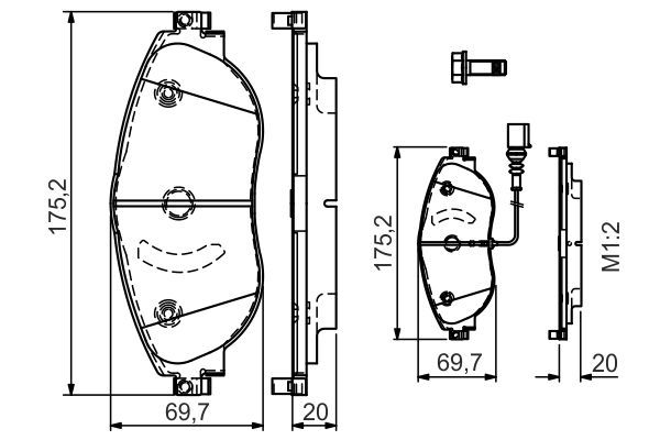 Fren Disk Balata Ön Volkswagen Passat (362)(10.2010->2014)  BOSCH 0 986 TB3 175