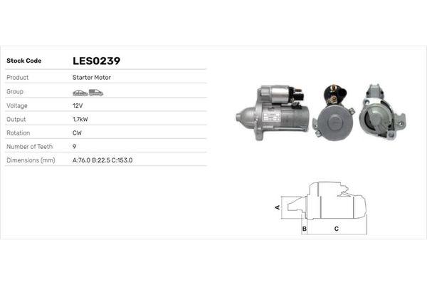 Marş Dinamosu  Audi S4 Cabriolet (8H)(02.2004->)  LUCAS ELEKTRIK LES0239