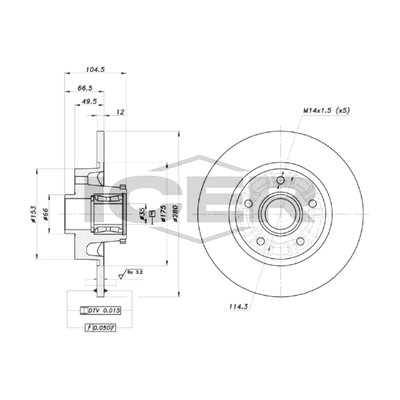 Fren Disk Ayna Arka Sağ ve Sol Renault Trafic P.Van (06.2014->)  FROW 364.1102.003